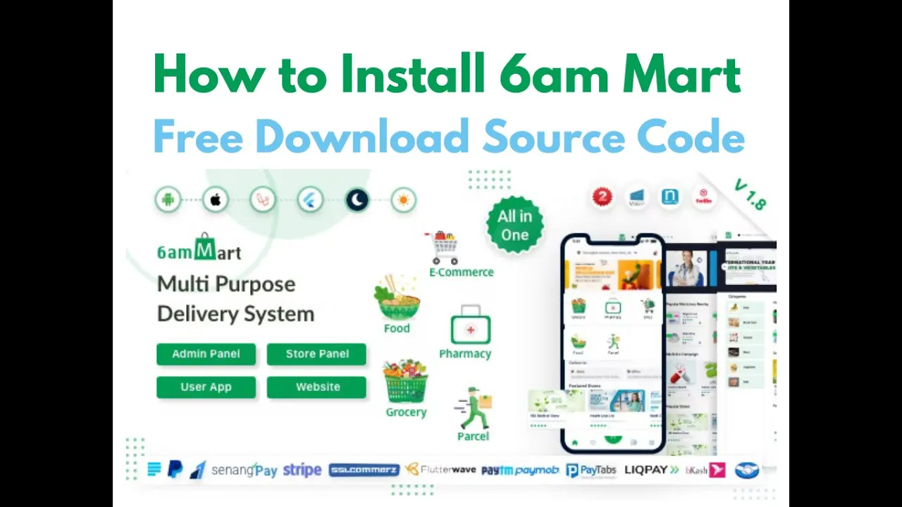How To Make Grocery App | How to Install 6amMart - Multivendor Food delivery app